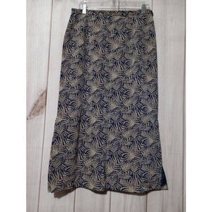 Talbots Skirt Ladies 14 Navy‎ Tan Tropical Maxi